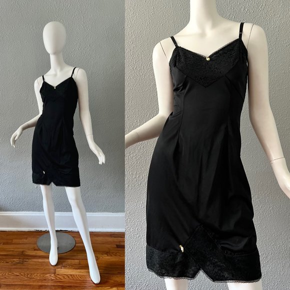 Intimates & Sleepwear Vintage Black Pin Up Beverly Vogue Short Full Slip 38 Poshmark